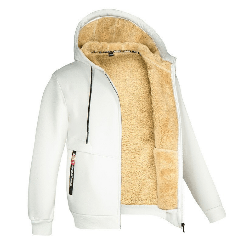 Fur Lined Hoodie - Warm - Zip-Up - Winter Hoodie - Men's Hoodie Jacket-Chaps of London-White-S-Chaps of London