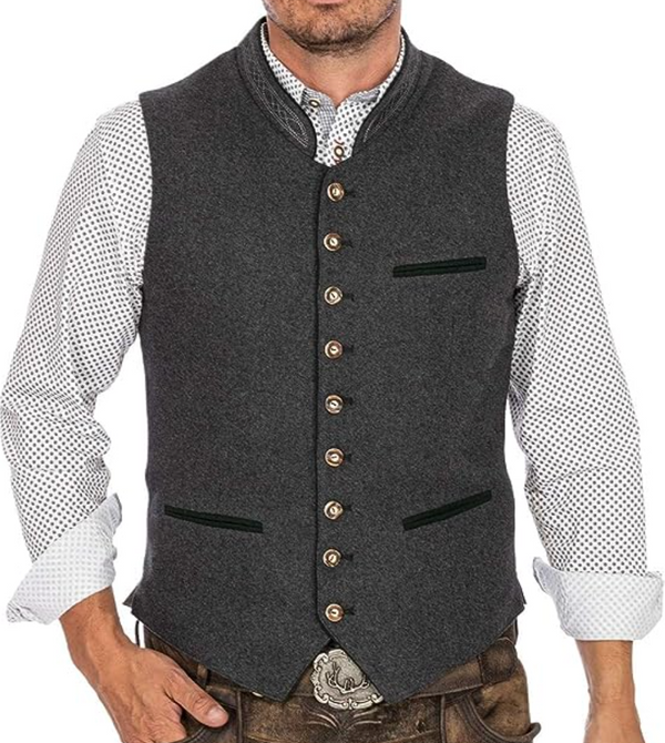 Gray Vest - Men's Classic Sleeveless Single Breasted Suit Vest-Chaps of London-Chaps of London