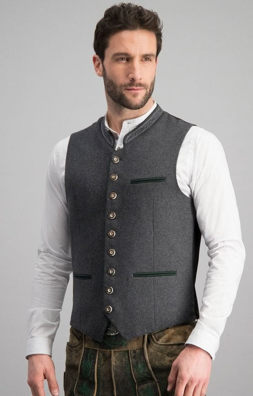 Gray Vest - Men's Classic Sleeveless Single Breasted Suit Vest-Chaps of London-Chaps of London