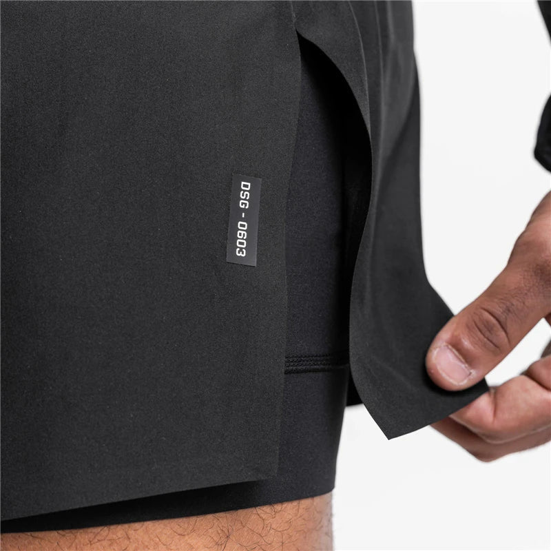 Gym Shorts | Drawstring | 2-in-1 | Sport Shorts | Men's Running Shorts-Sportbroek man-Chaps of London-Chaps of London