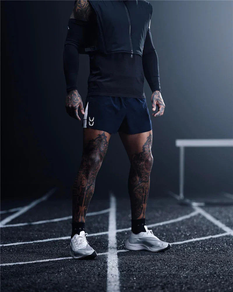 Gym Shorts | Drawstring | 2-in-1 | Sport Shorts | Men's Running Shorts-Sportbroek man-Chaps of London-Chaps of London