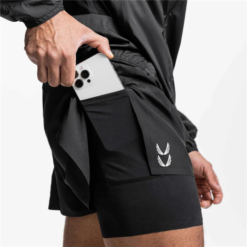 Gym Shorts | Drawstring | 2-in-1 | Sport Shorts | Men's Running Shorts-Sportbroek man-Chaps of London-Chaps of London