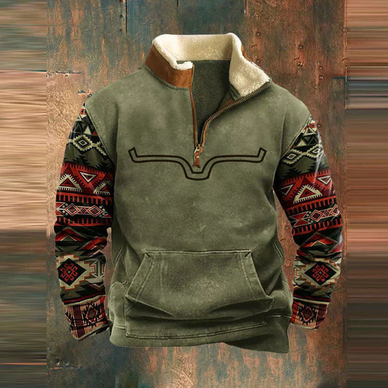 Half Zip Fleece | Warm | Pocket | Men's Half Zip Pullover | Winter Clothes-Chaps of London-Green-S-Chaps of London