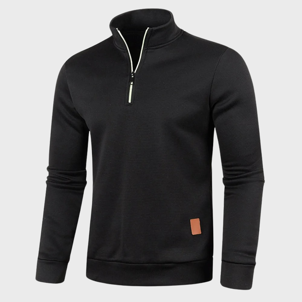 Half Zip Pullover - Casual - Long Sleeve - Half Zip Sweatshirt - Men's Quarter Zip Sweaters-Chaps of London-Chaps of London