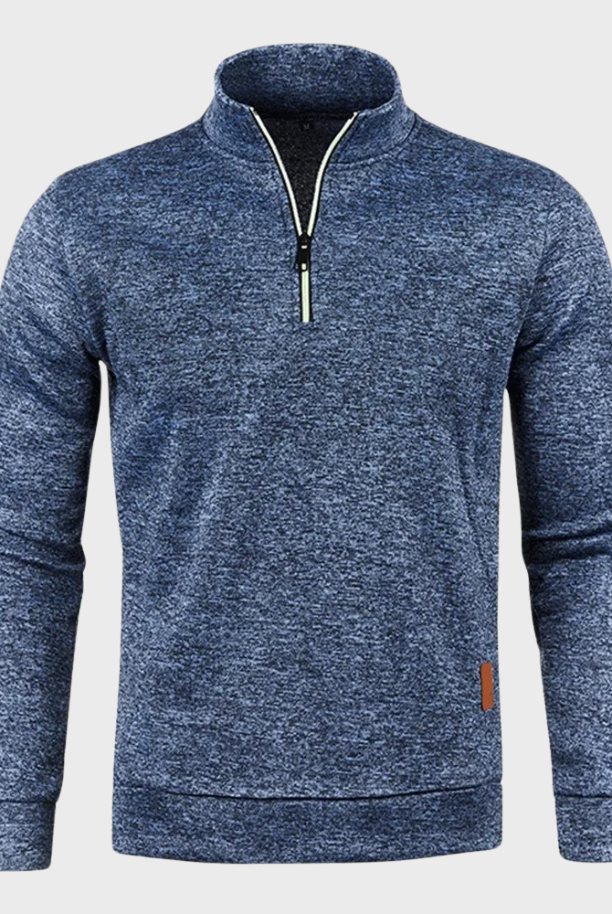 Half Zip Pullover - Casual - Long Sleeve - Half Zip Sweatshirt - Men's Quarter Zip Sweaters-Chaps of London-Chaps of London