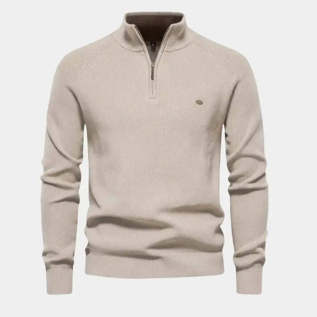 Half Zip Sweater | Knitted | Zip Neck | Polo Jumper | Men's Quarter Zip Jumper-Half-Zip Sweater-Chaps of London-Chaps of London