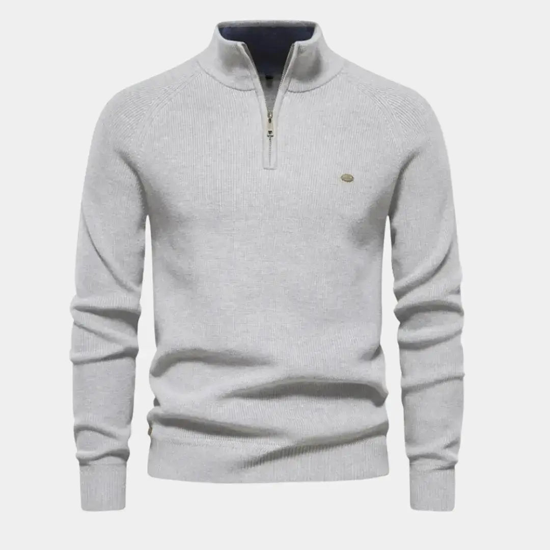 Half Zip Sweater | Knitted | Zip Neck | Polo Jumper | Men's Quarter Zip Jumper-Half-Zip Sweater-Chaps of London-Chaps of London