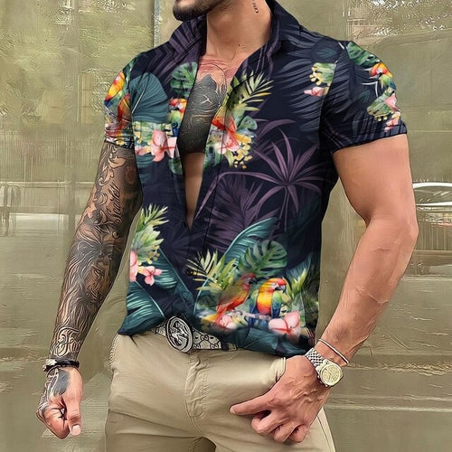 Hawaiian Shirt - Button-Up - Printed - Short Sleeve Shirt - Men's Shirts-Hawaiian Short Sleeve Shirt-Chaps of London-Chaps of London