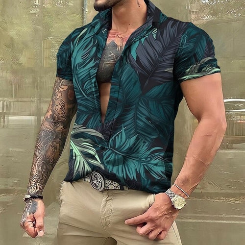 Hawaiian Shirt - Button-Up - Printed - Short Sleeve Shirt - Men's Shirts-Hawaiian Short Sleeve Shirt-Chaps of London-Chaps of London