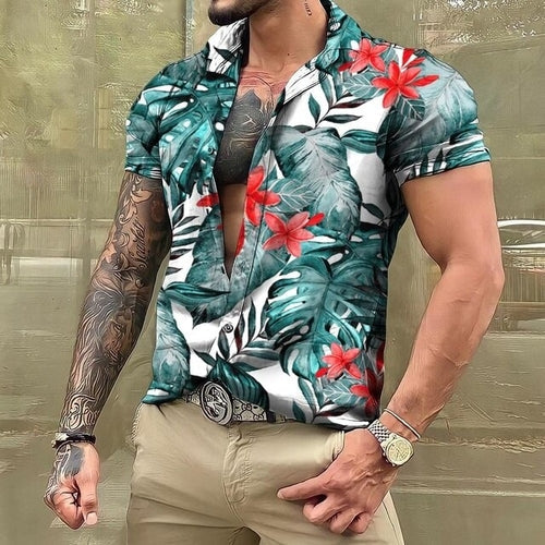 Hawaiian Shirt - Button-Up - Printed - Short Sleeve Shirt - Men's Shirts-Hawaiian Short Sleeve Shirt-Chaps of London-Chaps of London