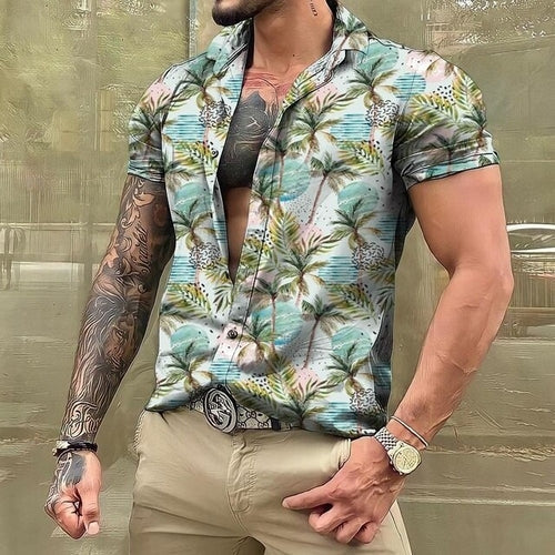 Hawaiian Shirt - Button-Up - Printed - Short Sleeve Shirt - Men's Shirts-Hawaiian Short Sleeve Shirt-Chaps of London-Chaps of London