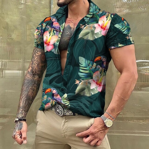 Hawaiian Shirt - Button-Up - Printed - Short Sleeve Shirt - Men's Shirts-Hawaiian Short Sleeve Shirt-Chaps of London-Chaps of London