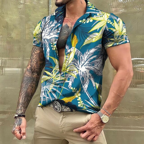 Hawaiian Shirt - Button-Up - Printed - Short Sleeve Shirt - Men's Shirts-Hawaiian Short Sleeve Shirt-Chaps of London-Chaps of London