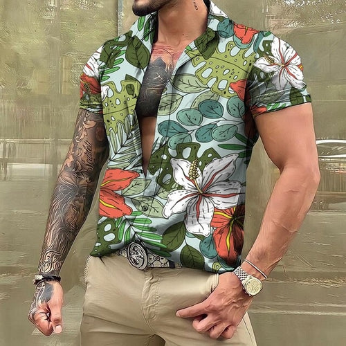 Hawaiian Shirt - Button-Up - Printed - Short Sleeve Shirt - Men's Shirts-Hawaiian Short Sleeve Shirt-Chaps of London-Chaps of London