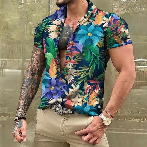 Hawaiian Shirt - Button-Up - Printed - Short Sleeve Shirt - Men's Shirts-Hawaiian Short Sleeve Shirt-Chaps of London-Chaps of London