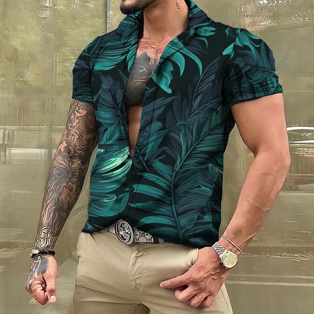 Hawaiian Shirt - Button-Up - Printed - Short Sleeve Shirt - Men's Shirts-Hawaiian Short Sleeve Shirt-Chaps of London-Chaps of London