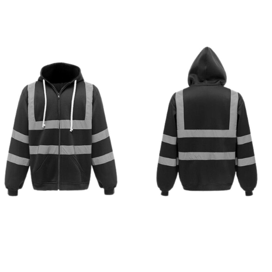 Hi Vis Jacket - Hooded - Workwear - Reflective Jacket - Men's Jacket-Hi Vis Jacket-Chaps of London-Black-S-Chaps of London