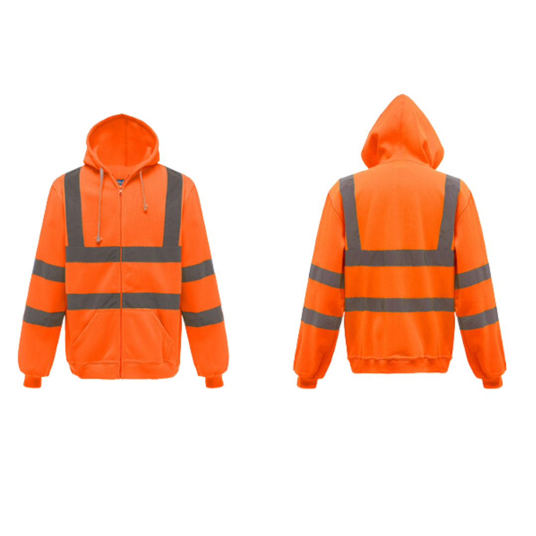 Hi Vis Jacket - Hooded - Workwear - Reflective Jacket - Men's Jacket-Hi Vis Jacket-Chaps of London-Orange-S-Chaps of London