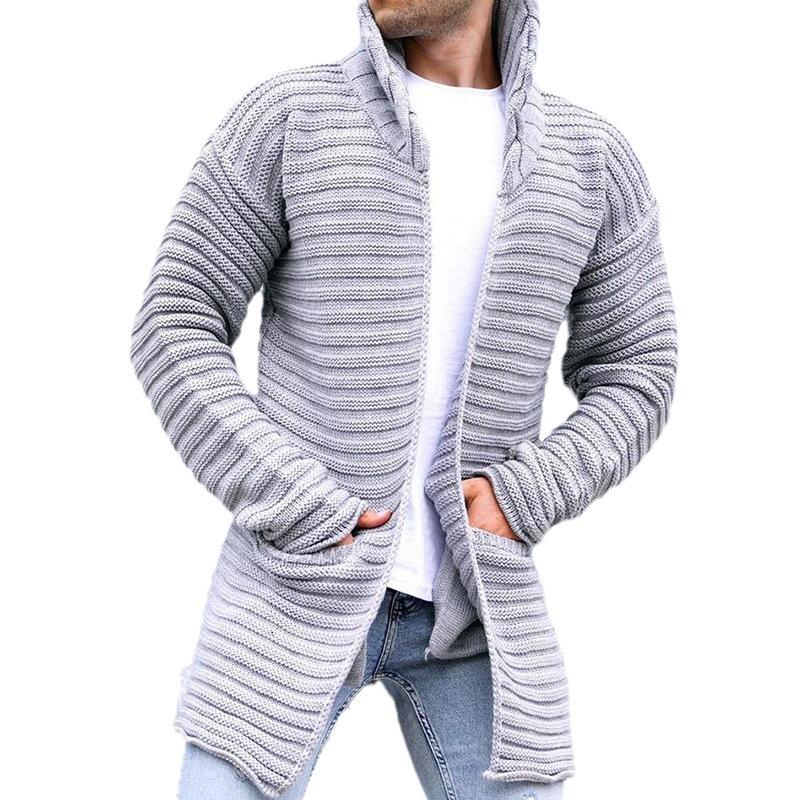 Knit Cardigan - Hooded - Open Front - Long Cardigan - Men's Cardigan-Coats & Jackets-Chaps of London-Chaps of London