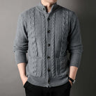 Knitted Cardigan | Button-Up | Cable Knit | Cardigan Jacket | Men's Cardigan-Chaps of London-Gray-M-Chaps of London
