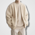 Knitted Cardigan | Full Zip | Chunky | Zip-Up Cardigan | Men's Cardigan-Strickwaren-Chaps of London-Beige-S-Chaps of London