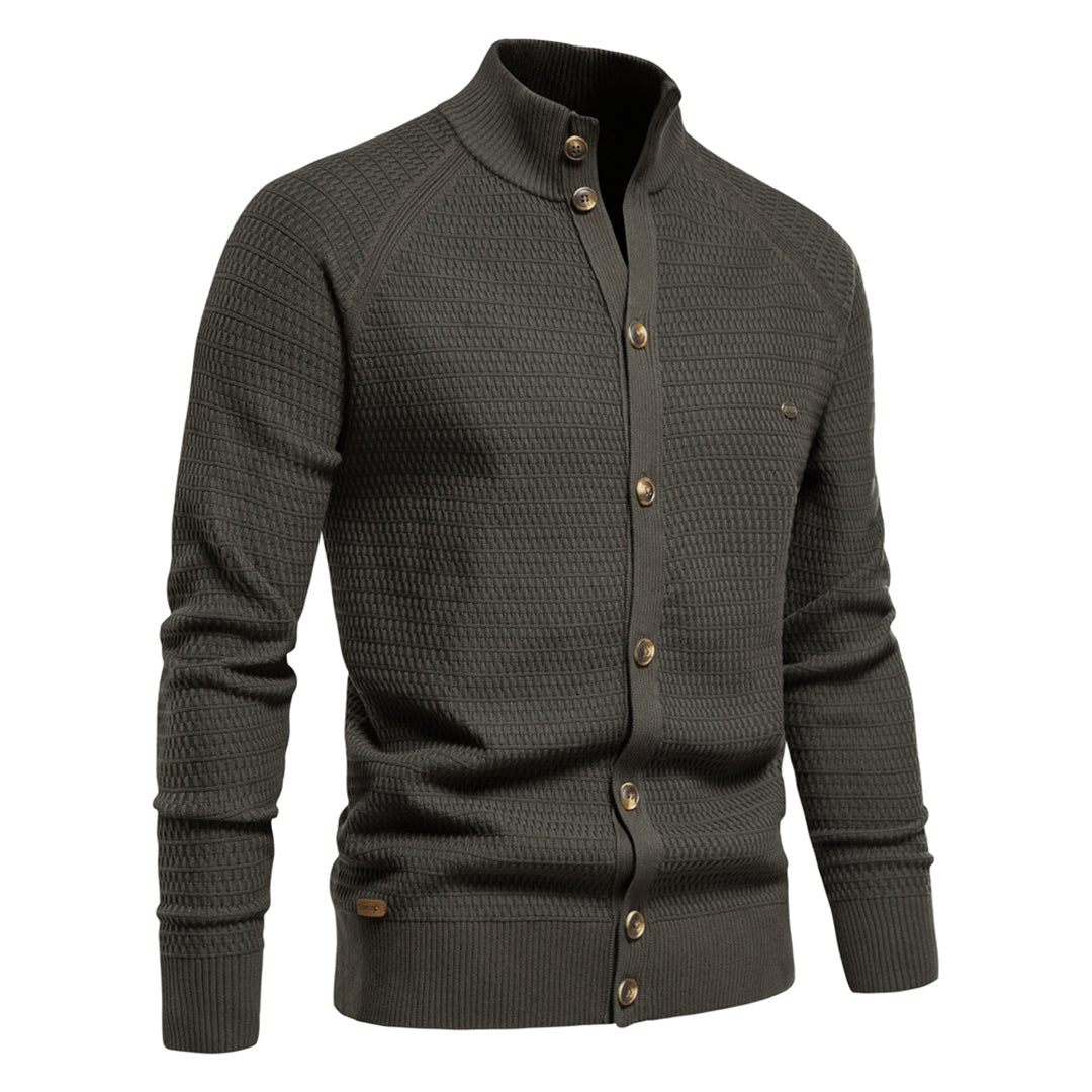Knitted Cardigan - High Neck - Regular Fit - Button-Up Cardigan - Men's Cardigan -Chaps of London-Chaps of London