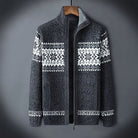 Knitted Cardigan | Winter | Snowflake | Zip-Up Cardigan | Men's Knitwear-Men's Cardigan-Chaps of London-Gray-S-Chaps of London