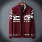 Knitted Cardigan | Winter | Snowflake | Zip-Up Cardigan | Men's Knitwear-Men's Cardigan-Chaps of London-Red-S-Chaps of London
