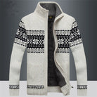 Knitted Cardigan | Winter | Snowflake | Zip-Up Cardigan | Men's Knitwear-Men's Cardigan-Chaps of London-White-S-Chaps of London
