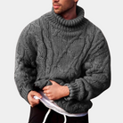 Knitted Jumper | Chunky | Turtleneck | Knitted Sweater | Men's Jumper-Knitted Jumper-Chaps of London-Gray-S-Chaps of London