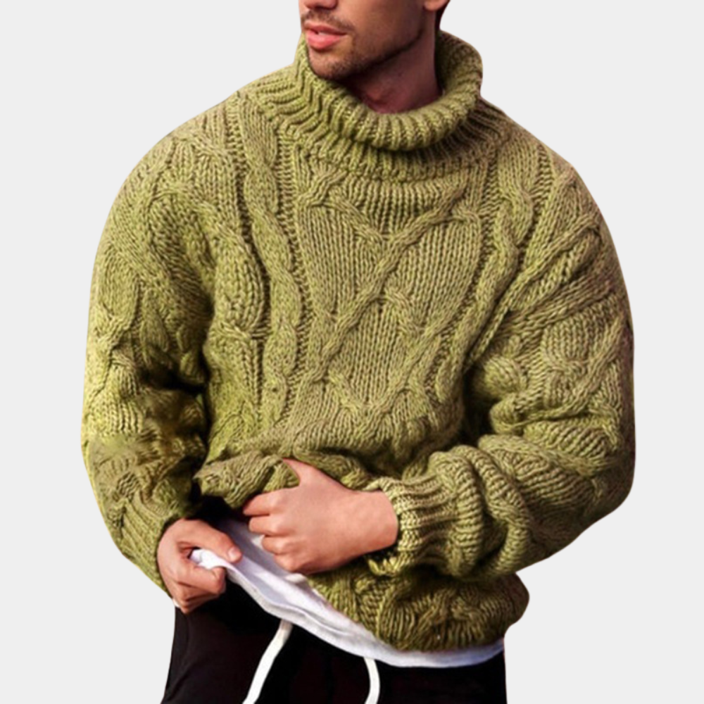 Knitted Jumper | Chunky | Turtleneck | Knitted Sweater | Men's Jumper-Knitted Jumper-Chaps of London-Light green-S-Chaps of London