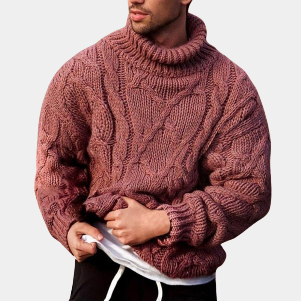 Knitted Jumper | Chunky | Turtleneck | Knitted Sweater | Men's Jumper-Knitted Jumper-Chaps of London-Red-S-Chaps of London