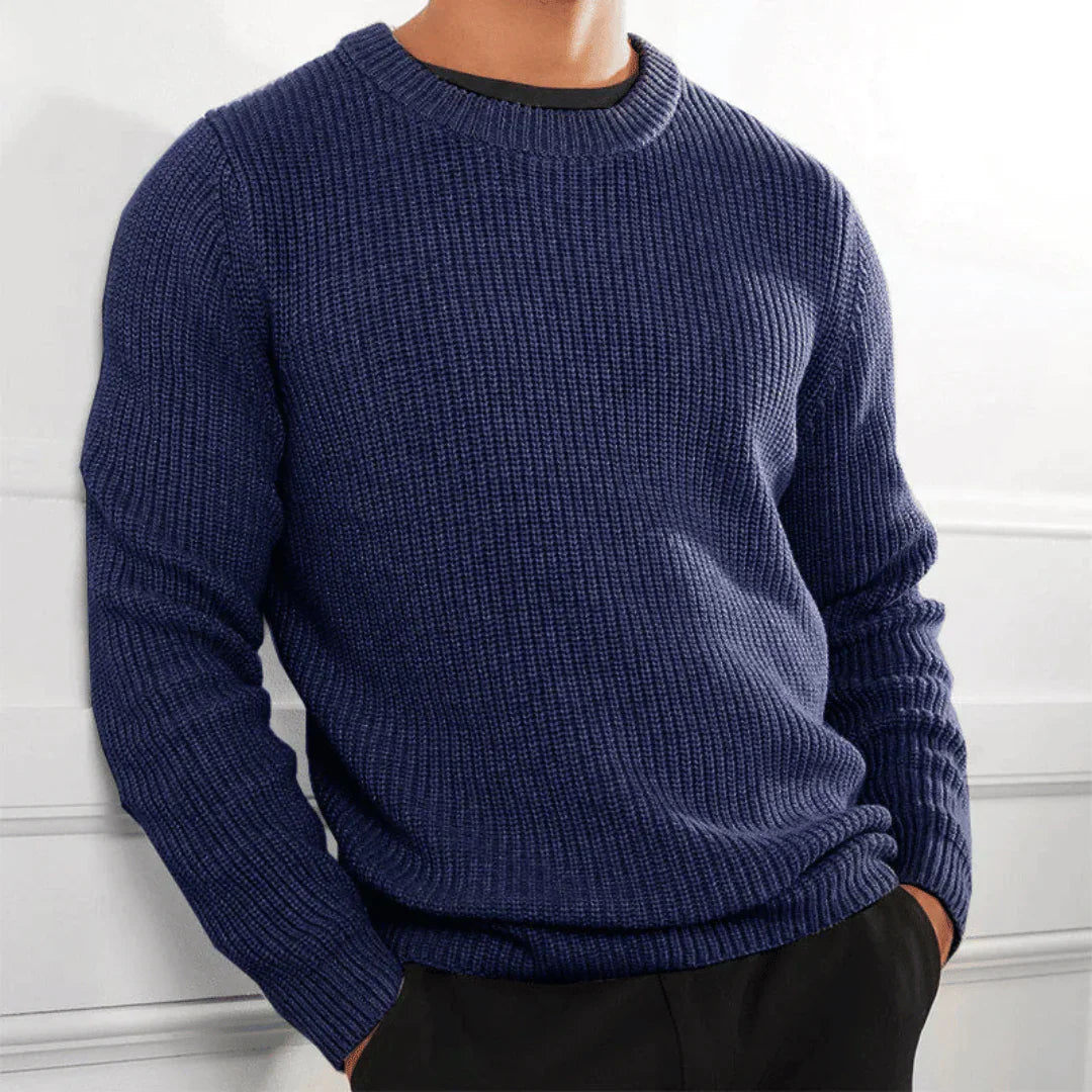 Knitted Jumper | Crew Neck | Regular Fit | Knitted Sweater | Men's Knitwear-Men Sweatshirts-Chaps of London-Blue-XS-Chaps of London