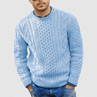 Knitted Jumper - Warm - Crew Neck - Knitted Sweater - Men's Clothing-Chaps of London-Light blue-S-Chaps of London