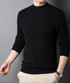 Knitted Sweater - Men's Plain High Neck Turtleneck Jumper-Men's Turtleneck Sweater-Chaps of London-Black-S-Chaps of London