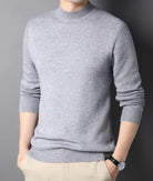 Knitted Sweater - Men's Plain High Neck Turtleneck Jumper-Men's Turtleneck Sweater-Chaps of London-Gray-S-Chaps of London