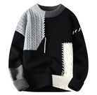 Knitted Sweater - Patchwork - Loose Fit - Pullover Sweater - Men's Knitted Jumper-Men's Long Sleeves-Chaps of London-Black-S-Chaps of London