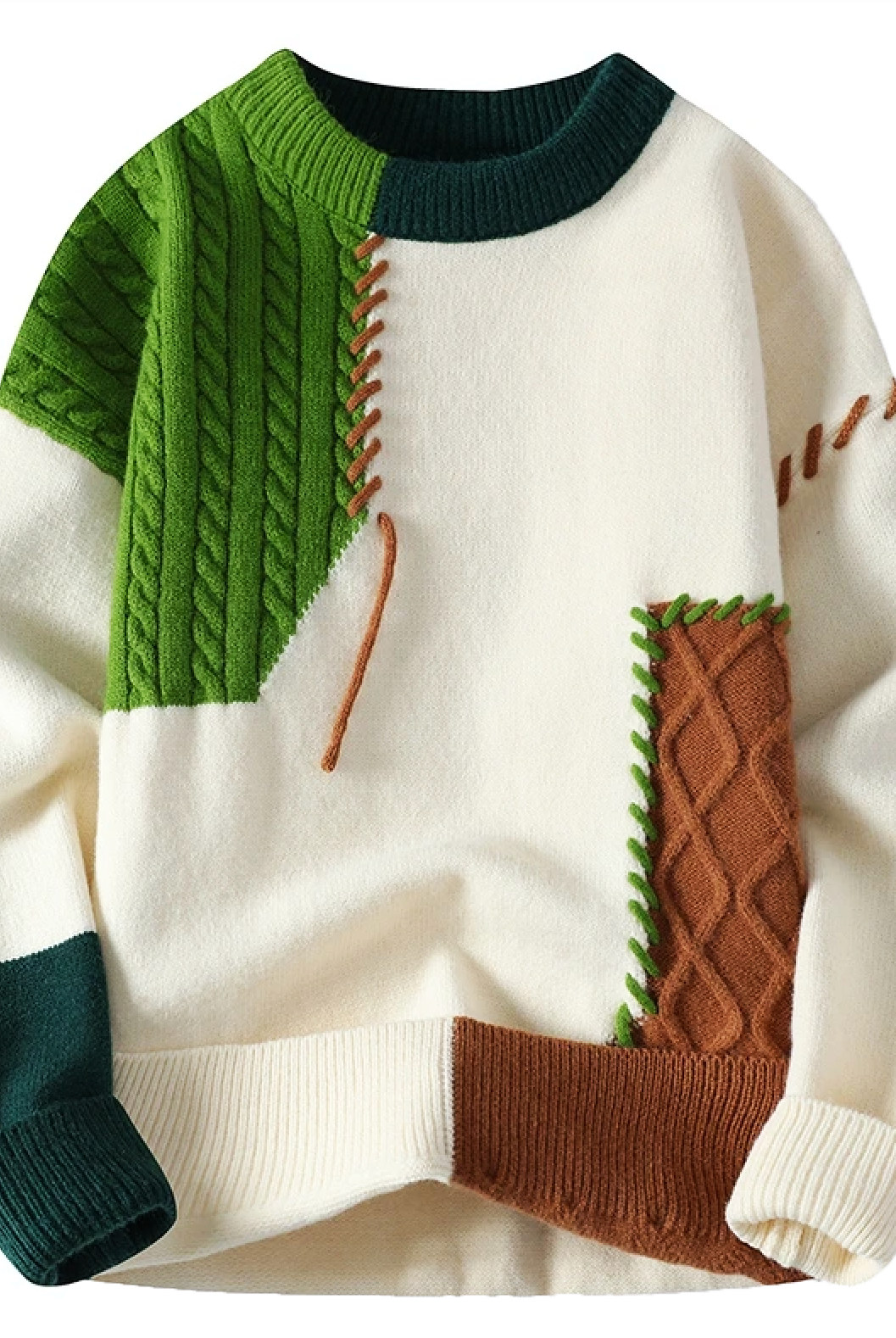 Knitted Sweater - Patchwork - Loose Fit - Pullover Sweater - Men's Knitted Jumper-Men's Long Sleeves-Chaps of London-Chaps of London