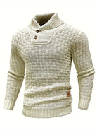 Knitted Sweater | Roll Neck | Chunky | Knitted Jumper | Men's Clothing-Men's Knitted Sweater-Chaps of London-Beige-S-Chaps of London