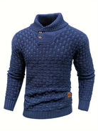 Knitted Sweater | Roll Neck | Chunky | Knitted Jumper | Men's Clothing-Men's Knitted Sweater-Chaps of London-Blue-S-Chaps of London