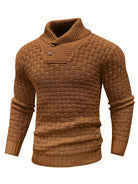 Knitted Sweater | Roll Neck | Chunky | Knitted Jumper | Men's Clothing-Men's Knitted Sweater-Chaps of London-Brown-S-Chaps of London