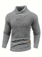 Knitted Sweater | Roll Neck | Chunky | Knitted Jumper | Men's Clothing-Men's Knitted Sweater-Chaps of London-Gray-S-Chaps of London