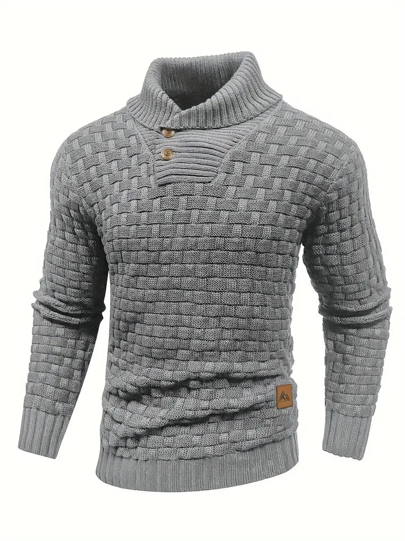 Knitted Sweater | Roll Neck | Chunky | Knitted Jumper | Men's Clothing-Men's Knitted Sweater-Chaps of London-Gray-S-Chaps of London