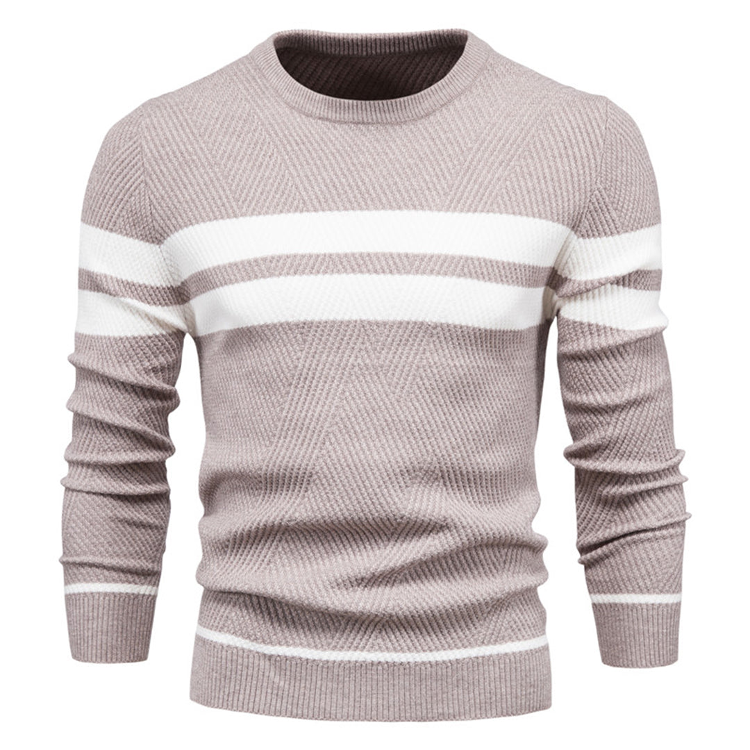 Knitted Sweater - Slim Fit - Crew Neck - Jumper - Men's Clothing-Chaps of London-Beige-M-Chaps of London