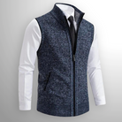 Knitted Vest - Men's Sleeveless Woolen Zip-Up Vest-Men's Knitted Vest-Chaps of London-Blue-S-Chaps of London