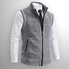 Knitted Vest - Men's Sleeveless Woolen Zip-Up Vest-Men's Knitted Vest-Chaps of London-Gray-S-Chaps of London