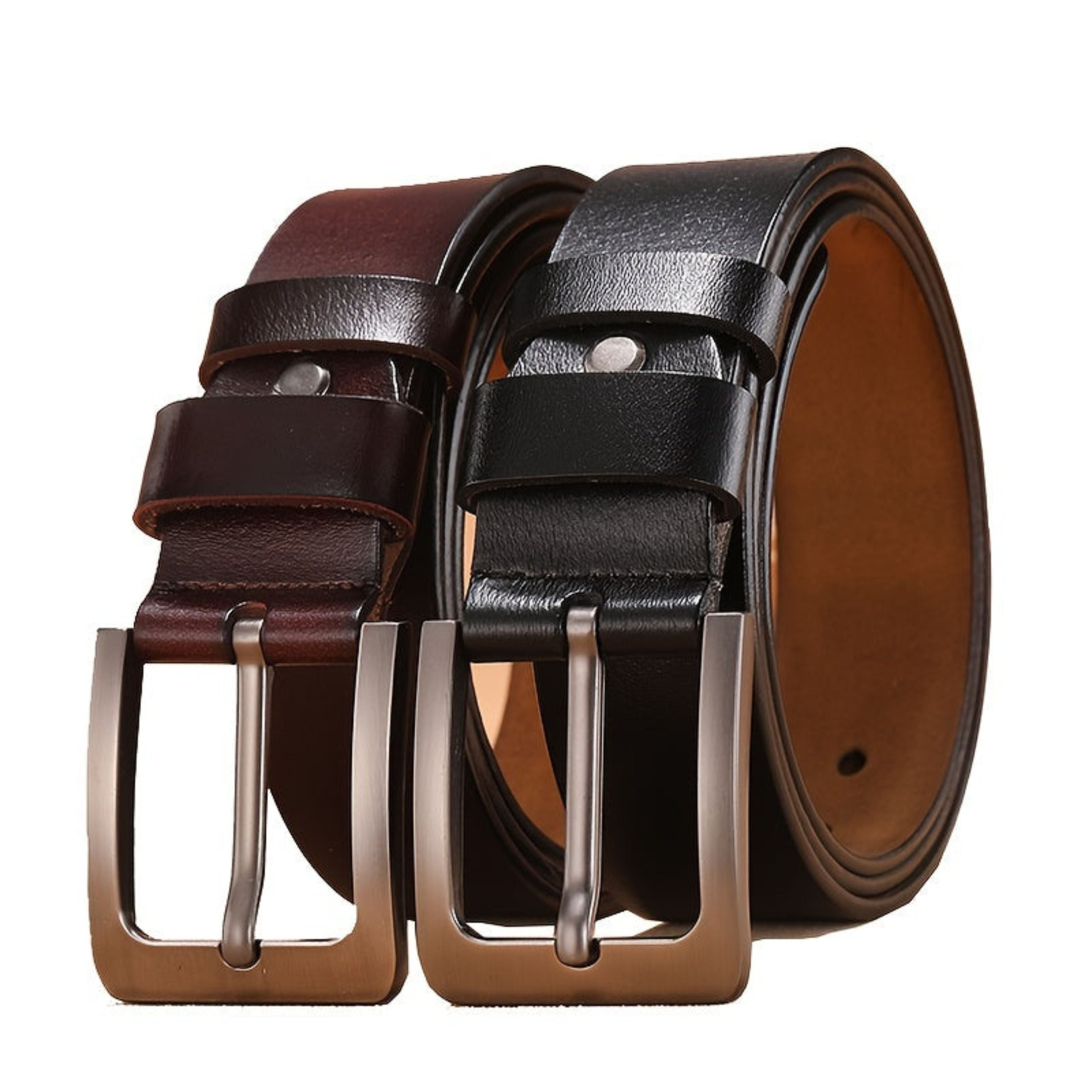 Leather Belt - Men's Brown and Black Dress Buckle Belt-Leather Belt-Chaps of London-Chaps of London