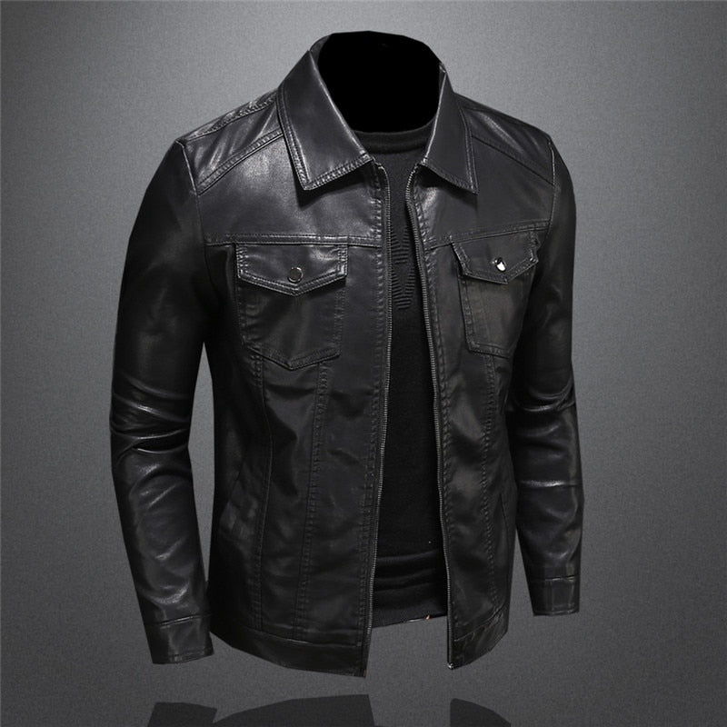 Leather Jacket - Black - Vegan Leather - Leatherette Jacket - Men's Jacket-Men's Leather Jacket-Chaps of London-Chaps of London