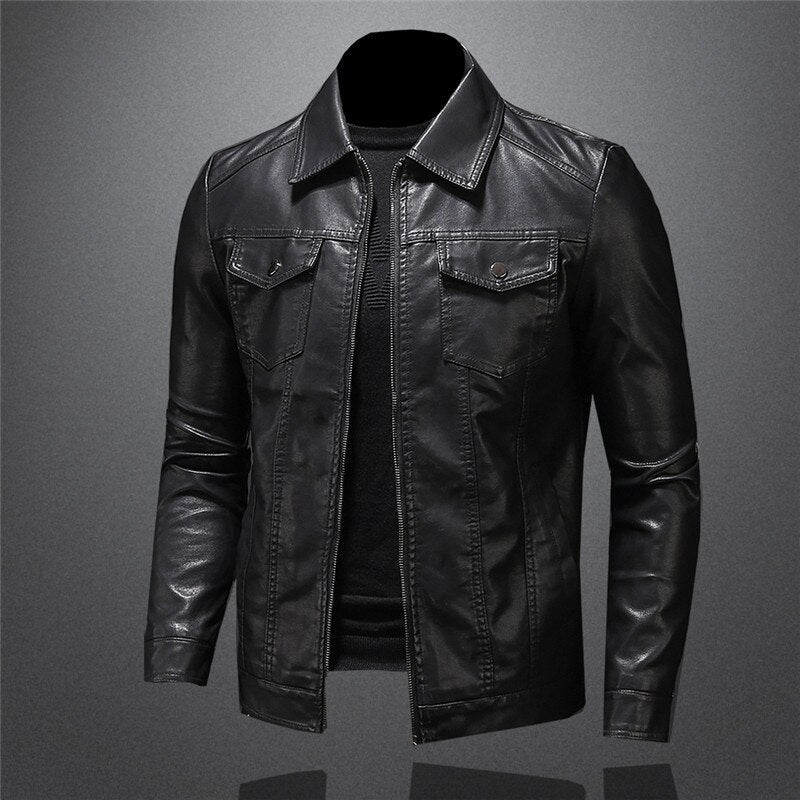 Leather Jacket - Black - Vegan Leather - Leatherette Jacket - Men's Jacket-Men's Leather Jacket-Chaps of London-Chaps of London
