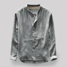 Linen Shirt - Men's Long Sleeve Cotton Button-Up Shirt-Men Shirts-Chaps of London-Gray-M-Chaps of London